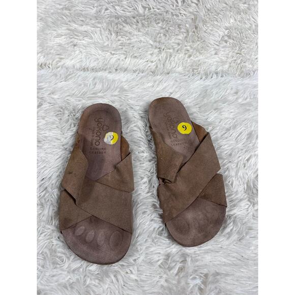 Yokono Shoes Womens Size 9 Brown Genuine Leather Spain Slip On Comfort Sandals - Picture 1 of 8